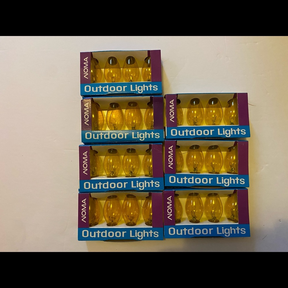 Lot of 7 packages of vintage yellow Noma c9 Christmas lights